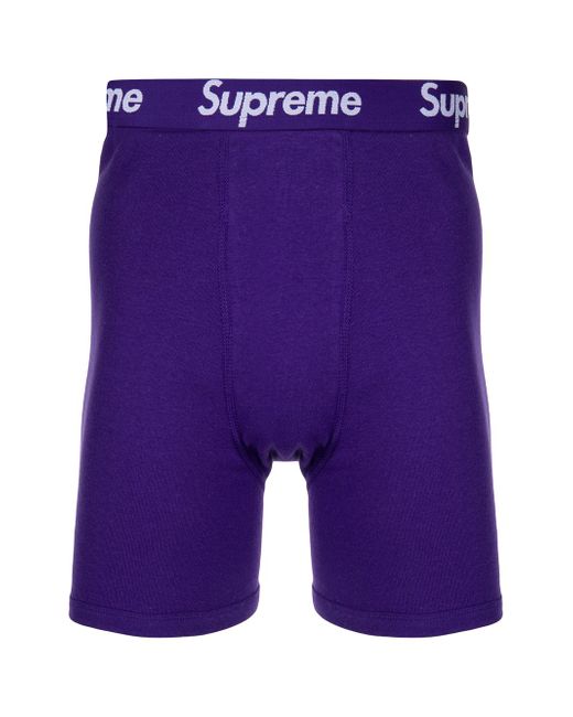 Supreme боксеры с логотипом из коллаборации Hanes цвет Фиолетовый | Stylemi