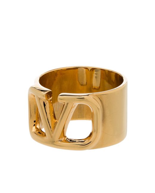 Valentino Garavani кольцо с логотипом VLogo Signature цвет Золотой