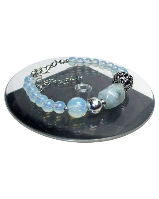 AV Jewelry Браслет с аквамарином и лунным камнем размер 17-22 серебряныйцвет Серебристый