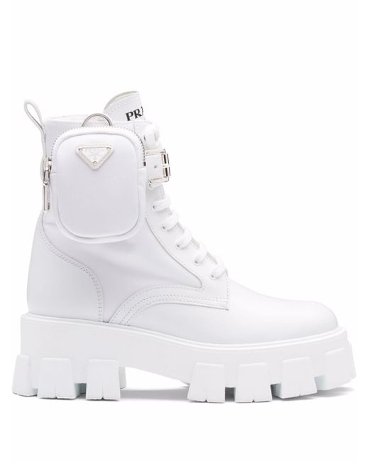 Prada ботинки Monolith на шнуровке цвет Белый