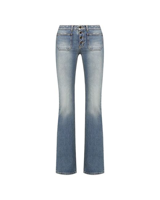 Saint Laurent Расклешенные джинсы с потертостями