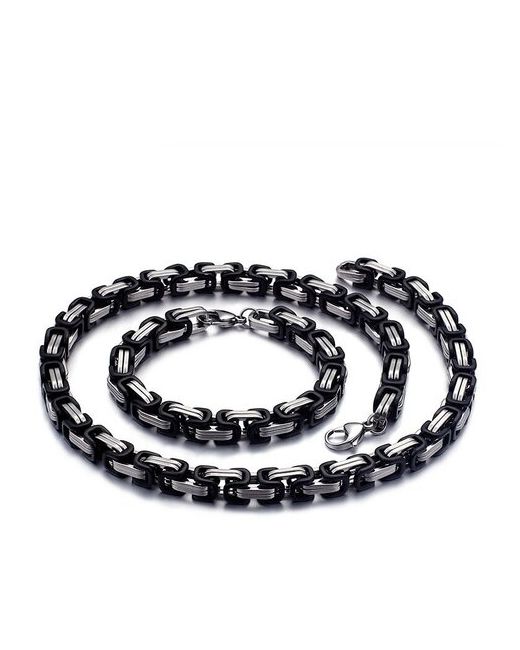Hagust Комплект цепь и браслет для в византийском стиле цепочка-браслет серебристо-черном цвете